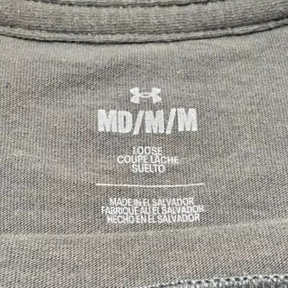 Under Armour UA Mountain Peaks T-Shirt Mens Medium Grey Cotton Blend Loose Fit - Picture 11 of 12